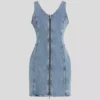 VESTIDO DE DENIM CON CUELLO EN V