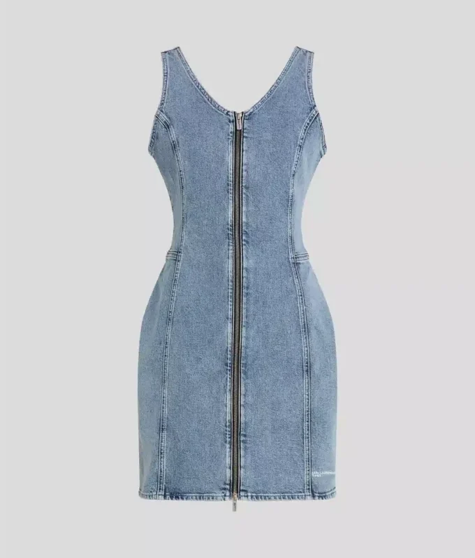 VESTIDO DE DENIM CON CUELLO EN V