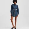 VESTIDO DE DENIM CON MANGAS ABULLONADAS