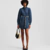 VESTIDO DE DENIM CON MANGAS ABULLONADAS