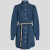 VESTIDO DE DENIM CON MANGAS ABULLONADAS