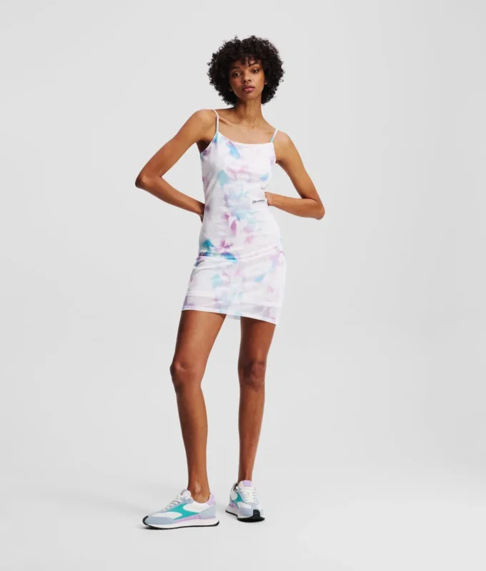 VESTIDO DE MALLA CON ESTAMPADO FLORAL