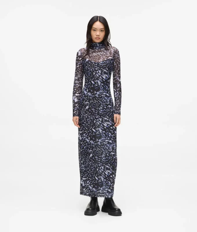 Vestido de malla con estampado integral