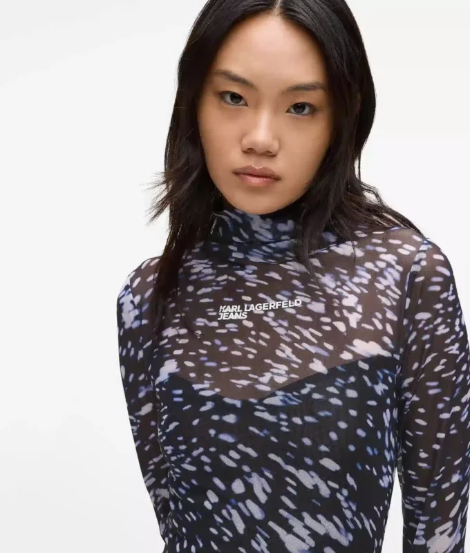 Vestido de malla con estampado integral