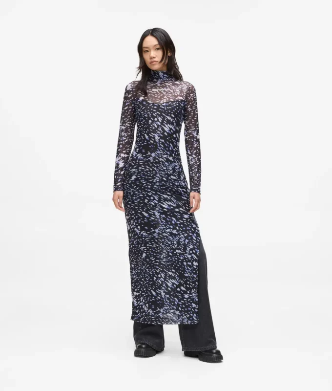 Vestido de malla con estampado integral