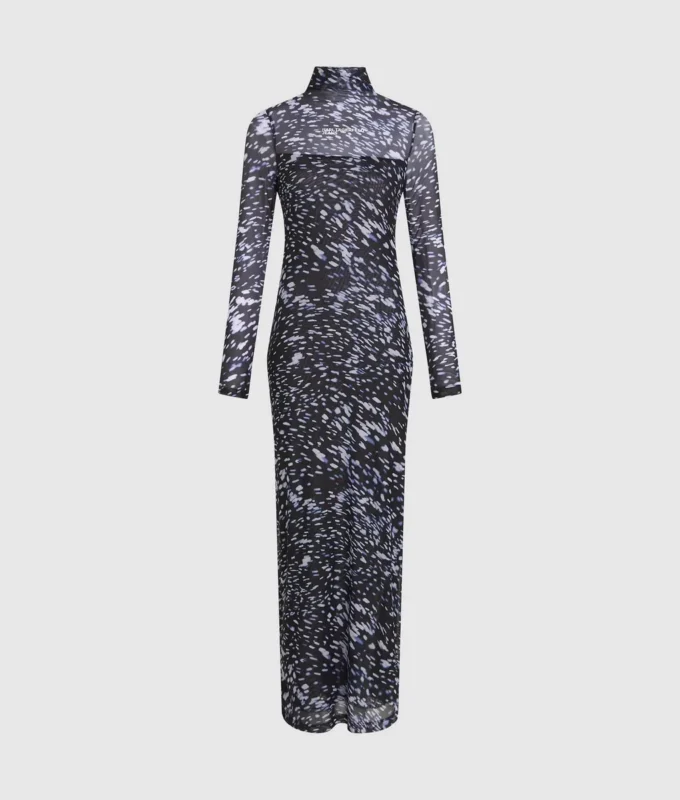 Vestido de malla con estampado integral