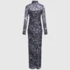 Vestido de malla con estampado integral
