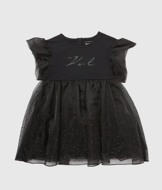 Vestido de malla con pedrería para bebé