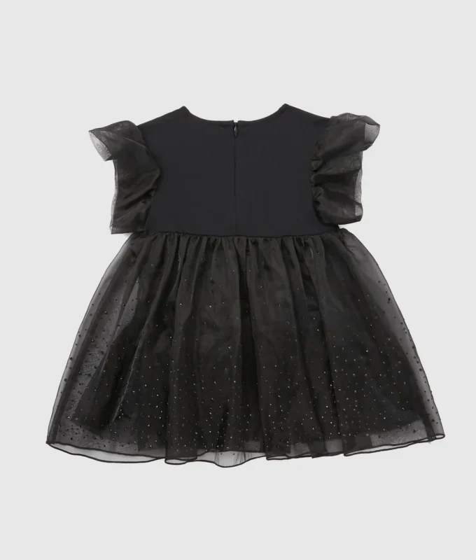 Vestido de malla con pedrería para bebé