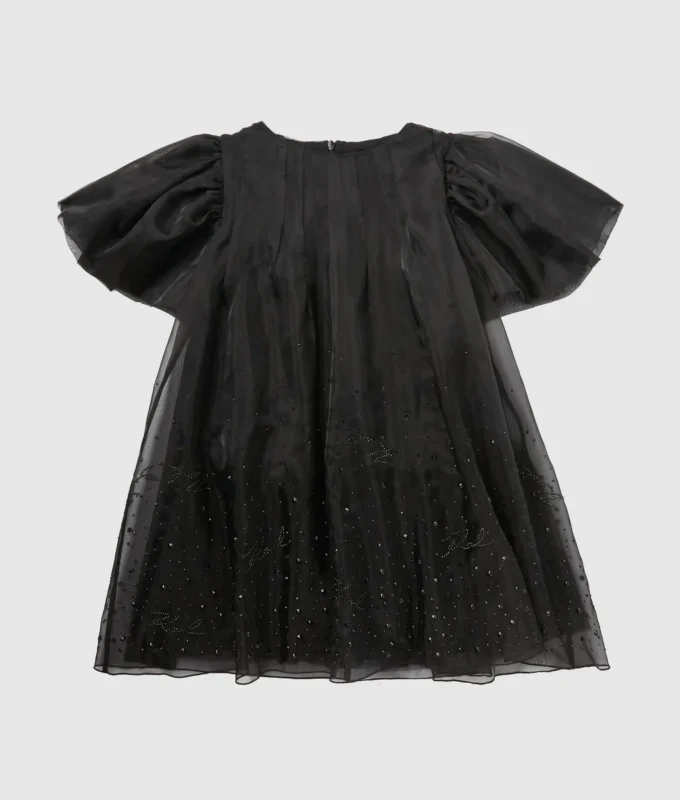 Vestido de malla con pedrería para niña