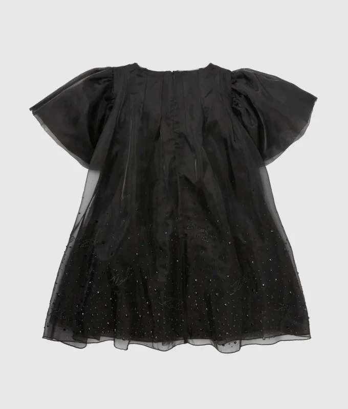 Vestido de malla con pedrería para niña