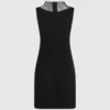 Vestido de malla con pedrería y cuello en V