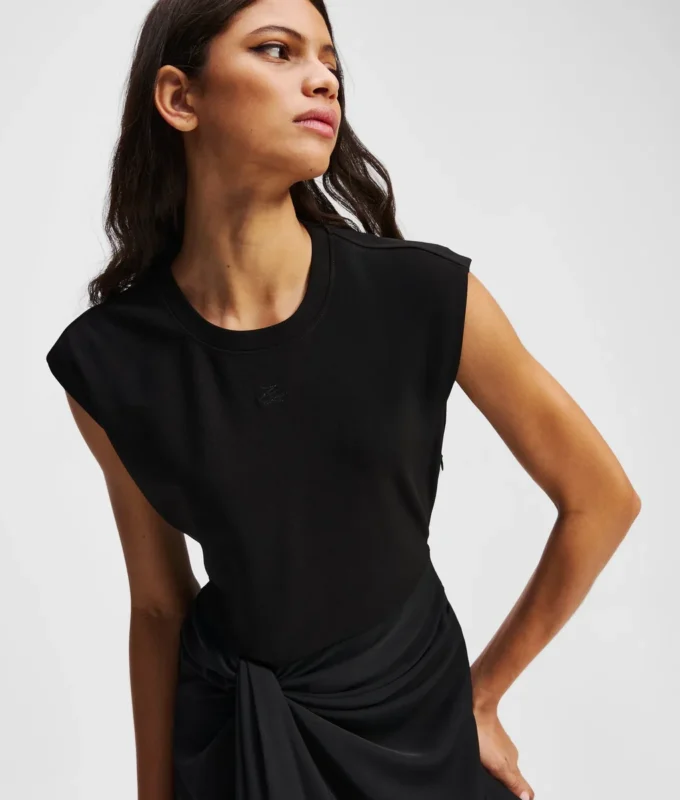 VESTIDO DE MEZCLA DE TEJIDOS