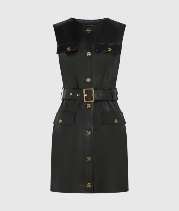 Vestido de piel con detalle de botones