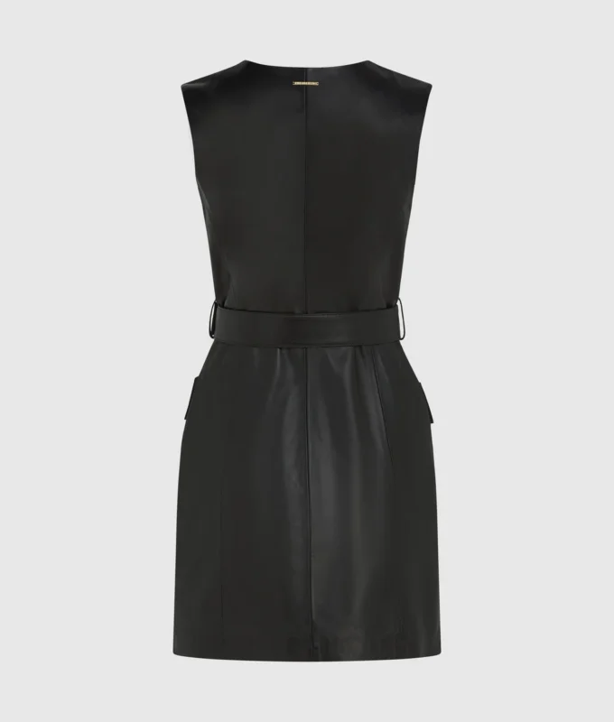 Vestido de piel con detalle de botones