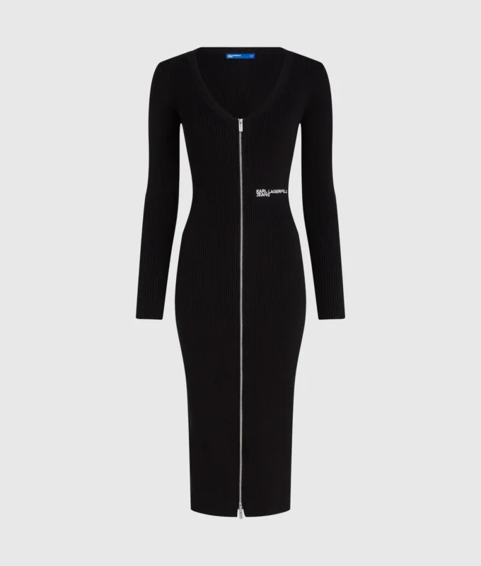 Vestido de punto con cremallera delantera