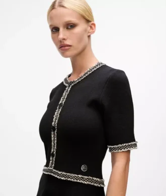 Vestido de punto con detalles bouclé