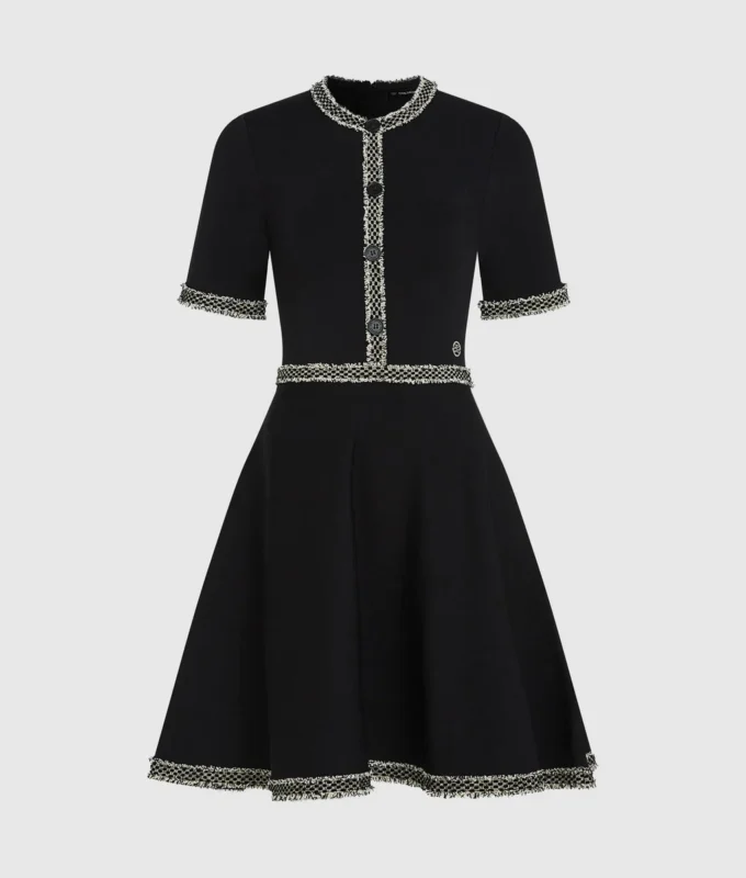Vestido de punto con detalles bouclé
