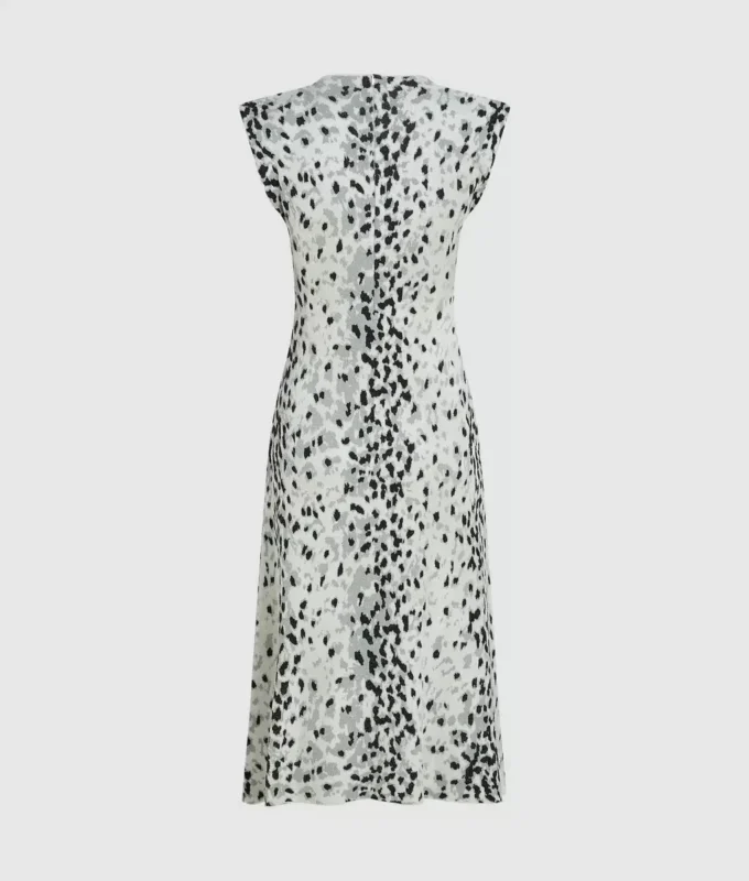 Vestido de punto con estampado de leopardo de las nieves