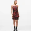Vestido de satén con estampado integral