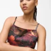 Vestido de satén con estampado integral