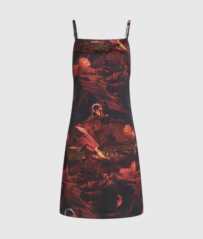 Vestido de satén con estampado integral