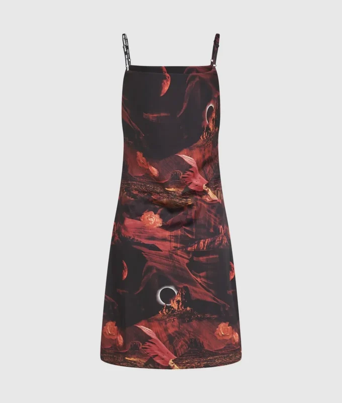 Vestido de satén con estampado integral