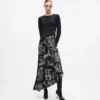 Vestido midi con bocetos de París
