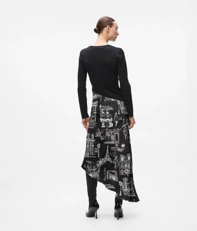 Vestido midi con bocetos de París