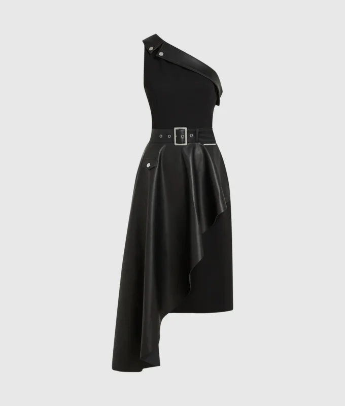 Vestido motero de un solo hombro