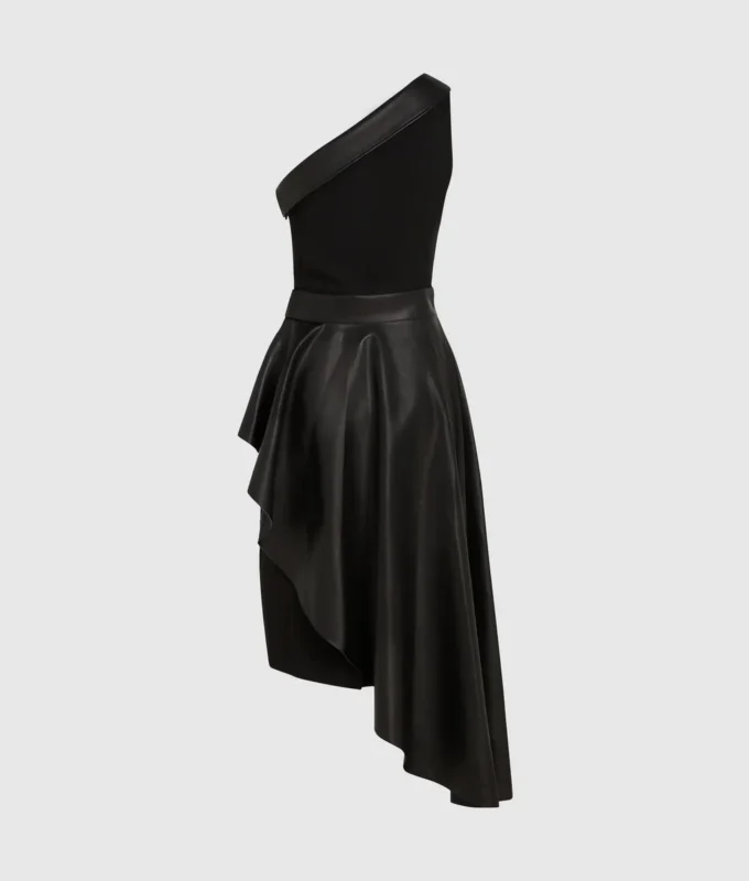 Vestido motero de un solo hombro